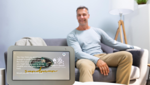 man using Alexa echo show 5